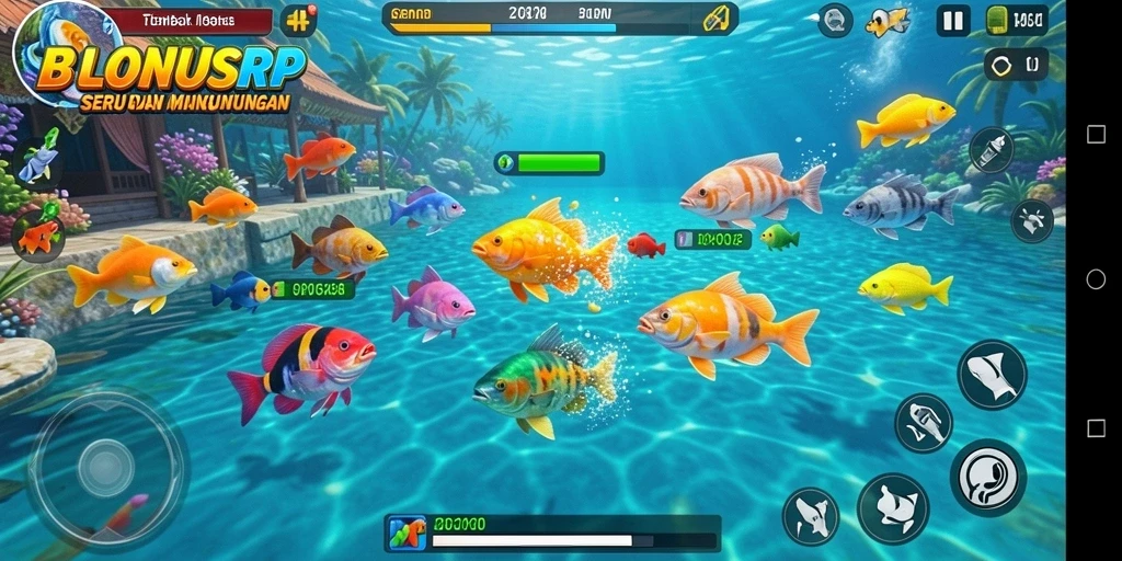 Tampilan gameplay BONUSRP yang menegangkan saat menembak ikan.