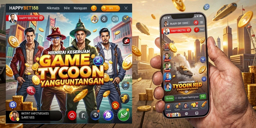Tangkapan layar utama dari gameplay Tycoon yang menampilkan bisnis yang sedang berkembang.