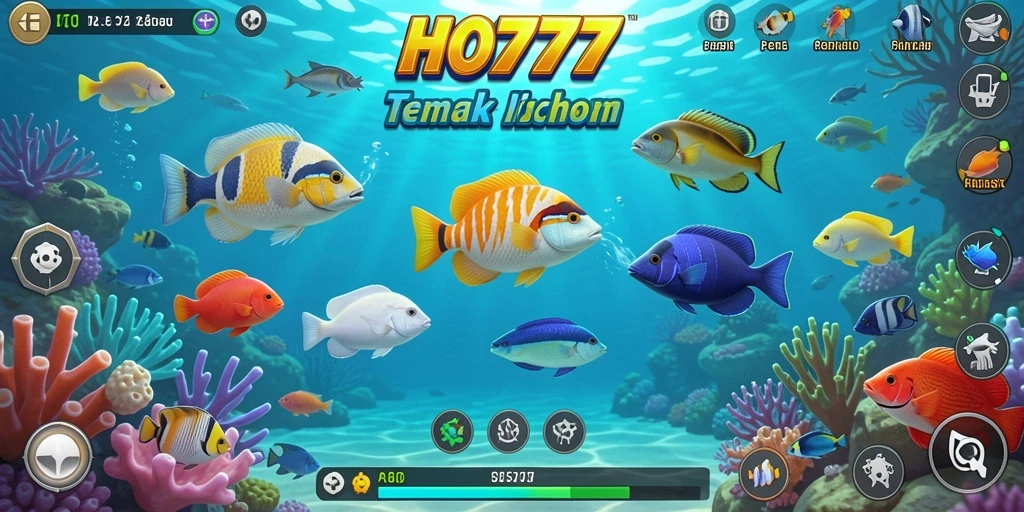 Tampilan utama permainan Tembak Ikan HO777 yang seru dan menarik.