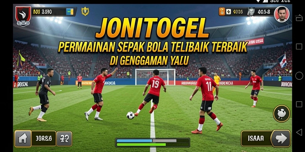 Tampilan gameplay utama JONITOGEL dalam aksi pertandingan sepak bola.