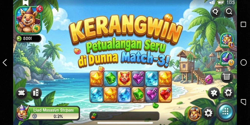 Tampilan menarik dari gameplay seru KERANGWIN yang penuh warna.