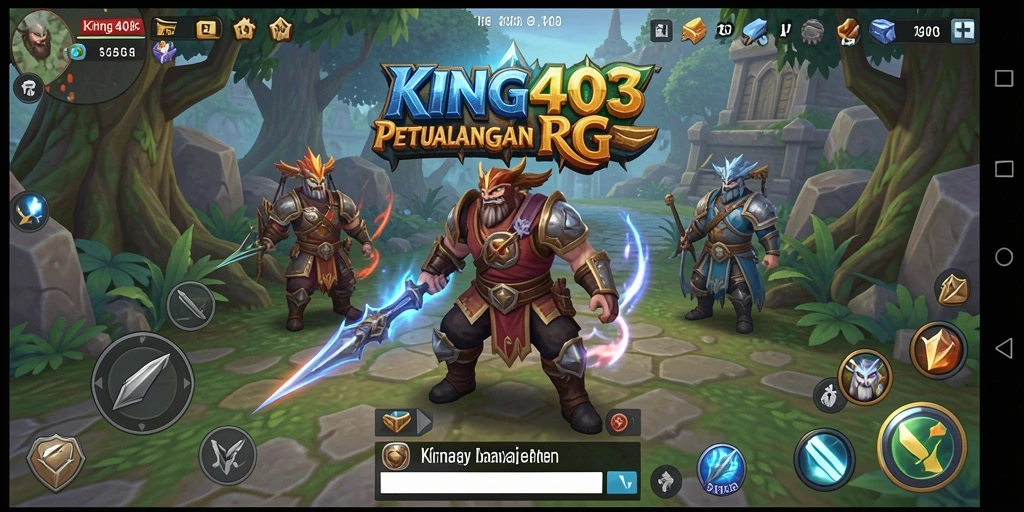 Tangkapan layar utama KING403 menampilkan aksi pertarungan RPG yang menegangkan.