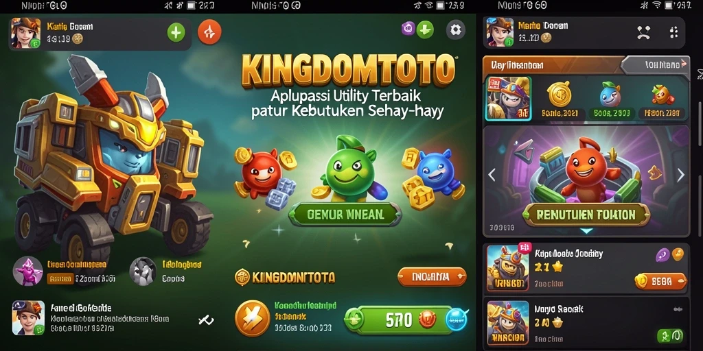Tampilan utama KINGDOMTOTO dengan berbagai fitur utilitas.