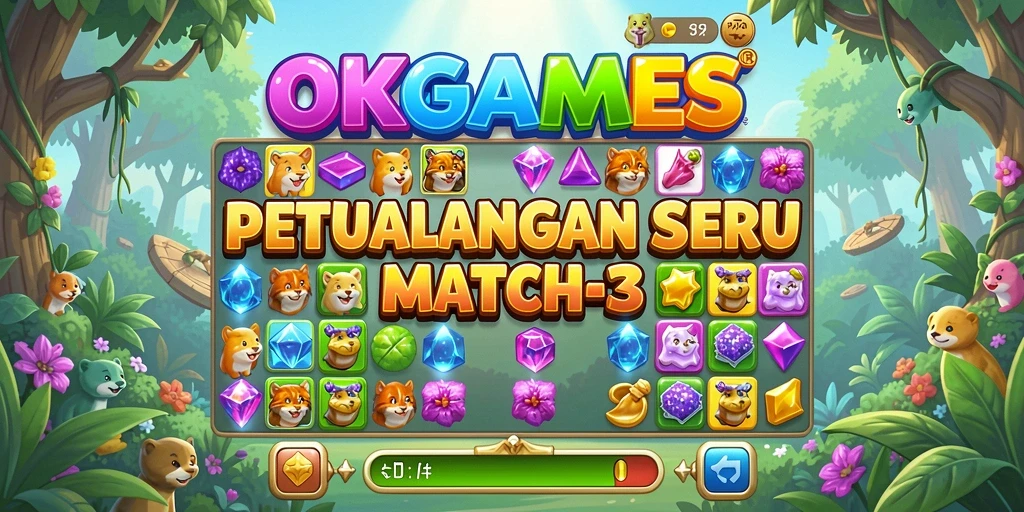 Screenshot menunjukkan kegembiraan dalam gameplay Match-3.