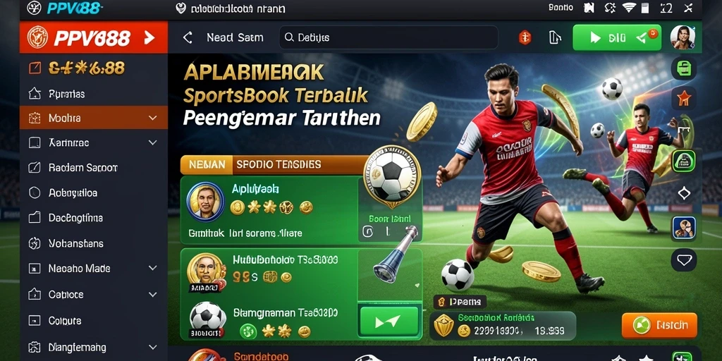 Screenshot utama PPV88 menampilkan antarmuka Sportsbook yang menarik.