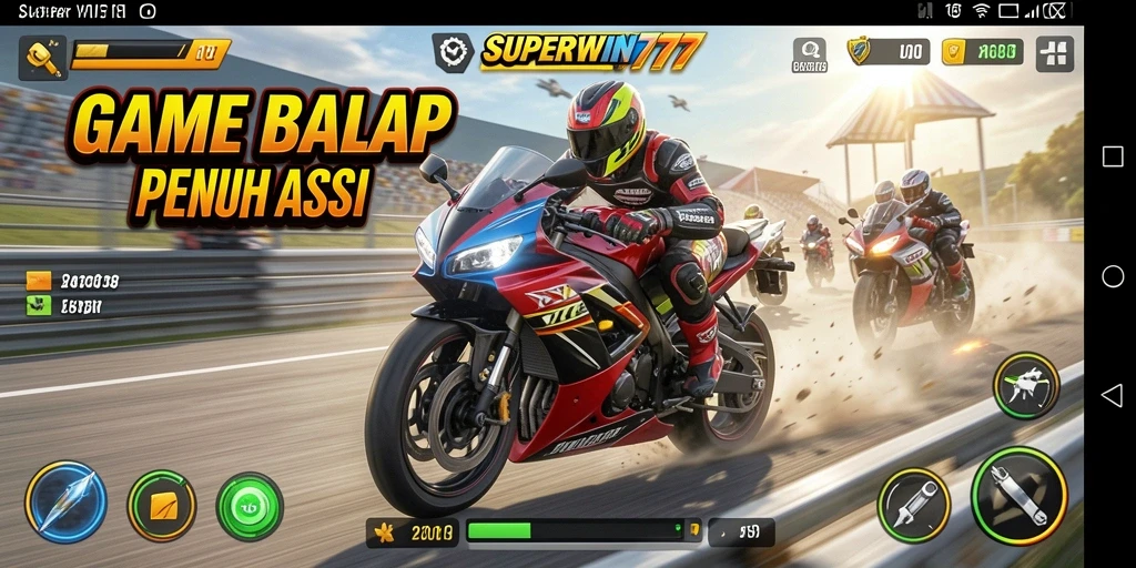 Tampilan menarik dari gameplay balap motor SUPERWIN777.