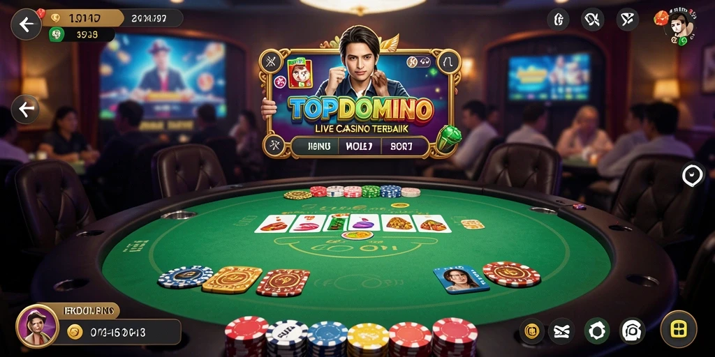 Tampilan permainan Live Casino yang mendebarkan di TOPDOMINO.