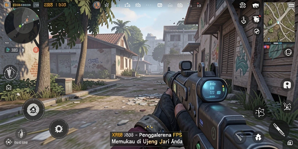 Gameplay mendebarkan XR88 dalam pertempuran FPS yang intens.